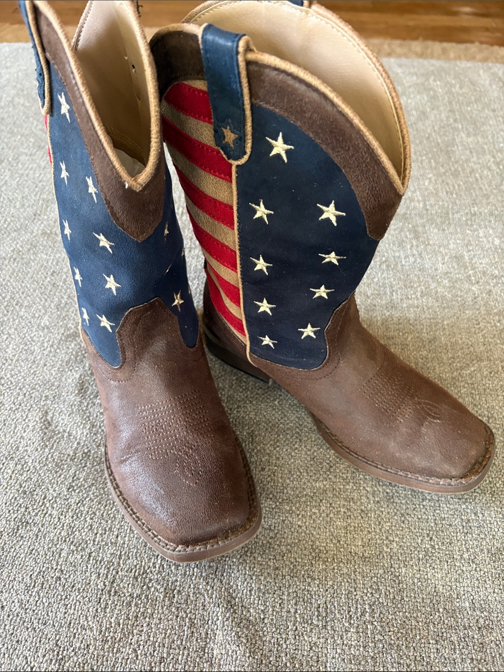 ROPER Little Kids Cowboy Cowgirl Boots Patriotic 4th of July American Sz 2